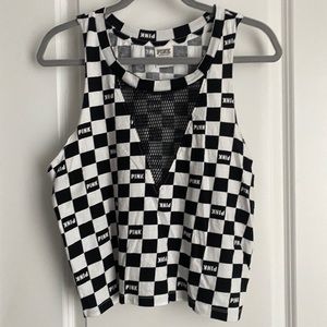 Meshed V-Neck Cropped Tank Top